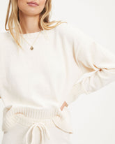Rainy Day Glam Chenille Pullover Sweater - Cream Oshnow